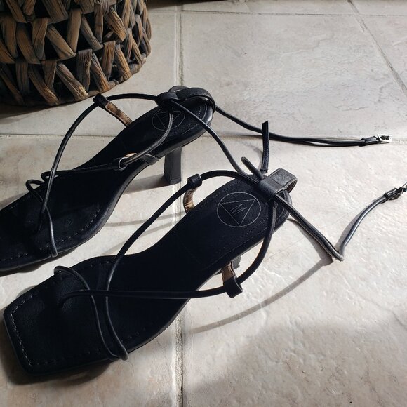 [Great Condition] MISSGUIDED Black Lace Up Tie Heels - Square Toe - 3" -  EU36 - Picture 2 of 6